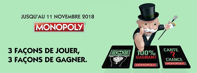 Jeu Monopoly McDonald's 2018