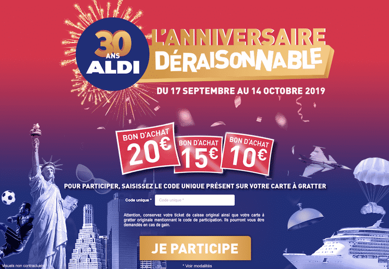 Participez au jeu anniversaire ALDI sur www.anniversairealdi.fr