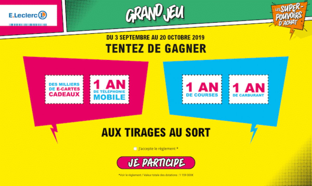 Le Super Grand Jeu De Septembre www.superpouvoirs.leclerc : CODE pour gagner plus d'1 million de cadeaux!