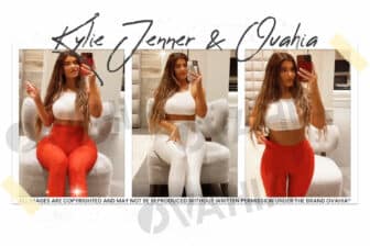 Kylie Jenner en leggings rouge et blanc Ovahia