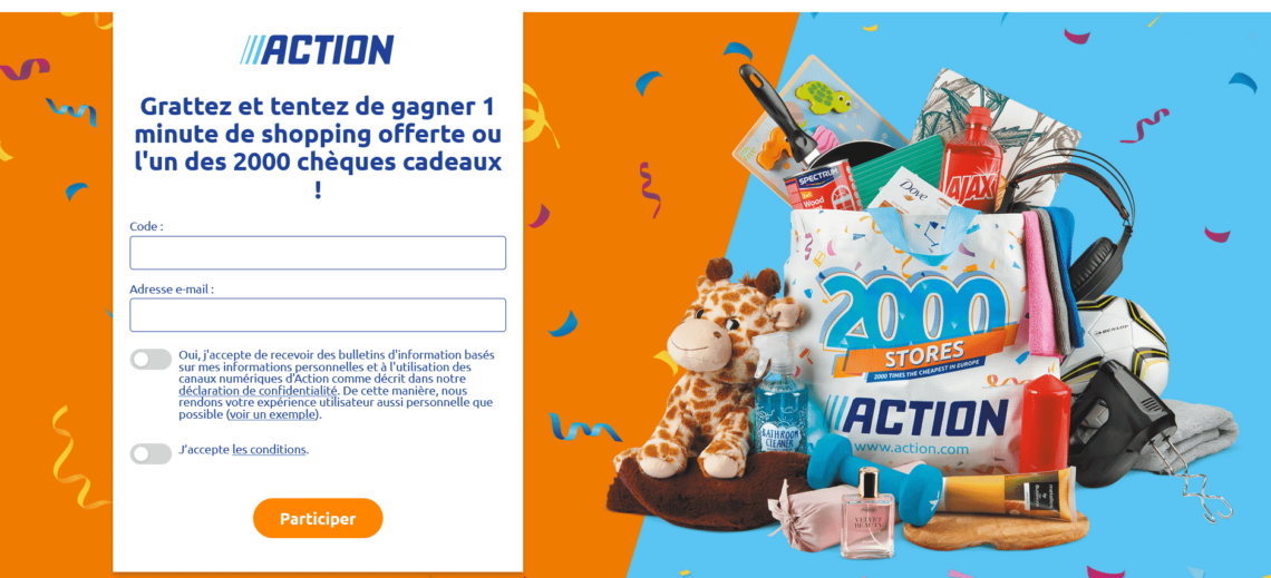 Jeu Action "grattez et gagnez" sur action.com/grattez